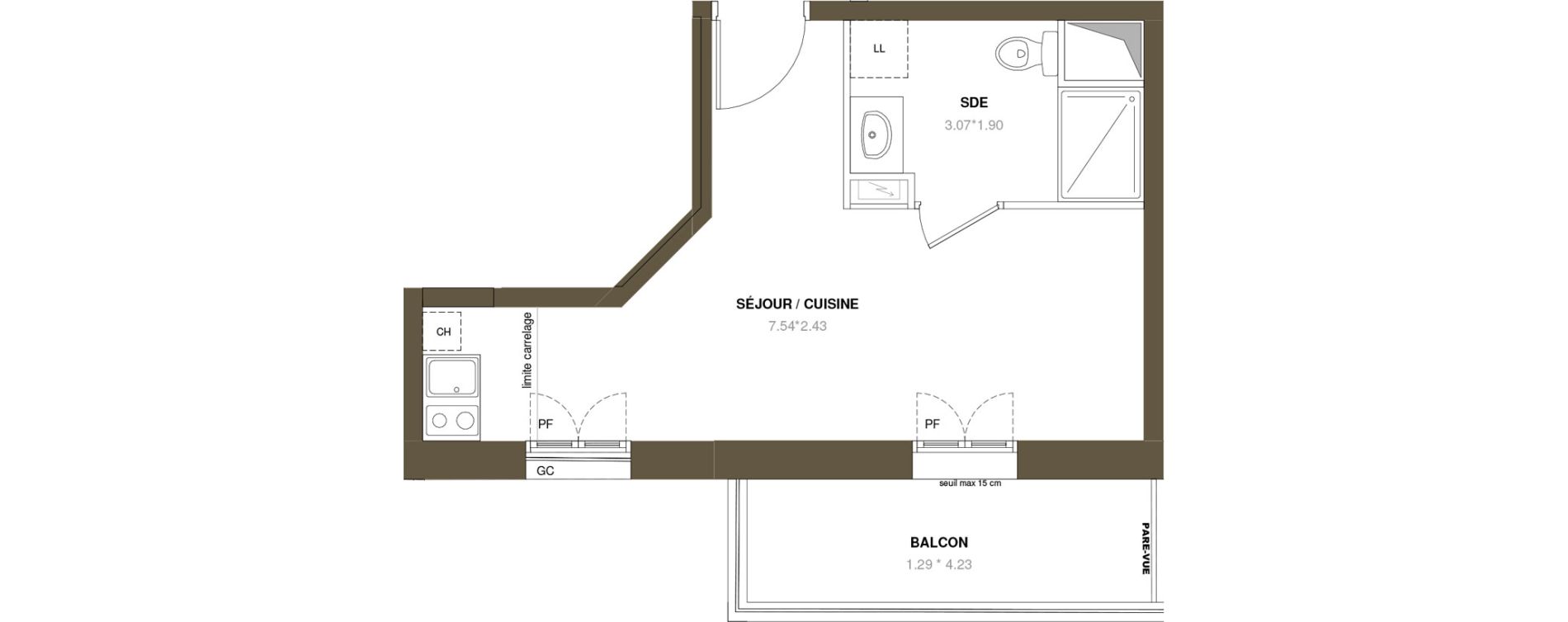 Appartement T1 de 28,84 m2 &agrave; Puteaux R&eacute;publique