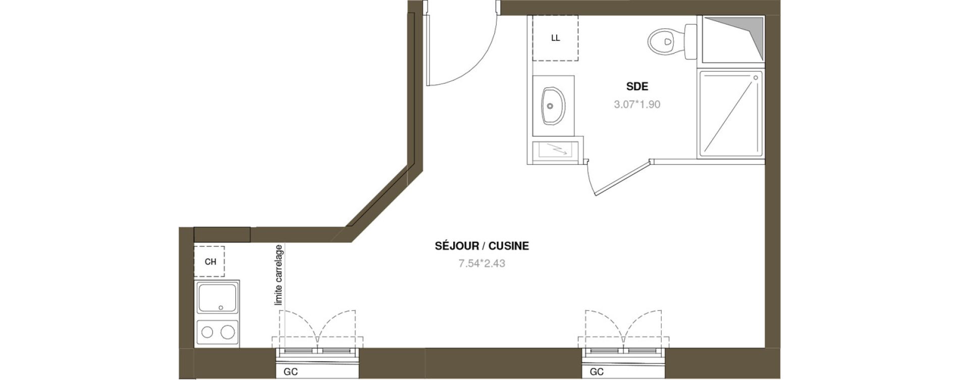 Appartement T1 de 23,37 m2 &agrave; Puteaux R&eacute;publique
