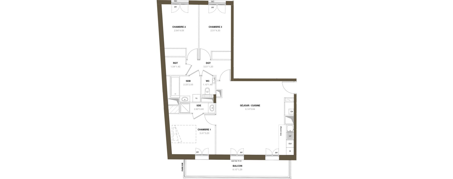 Appartement T4 de 84,29 m2 &agrave; Puteaux R&eacute;publique
