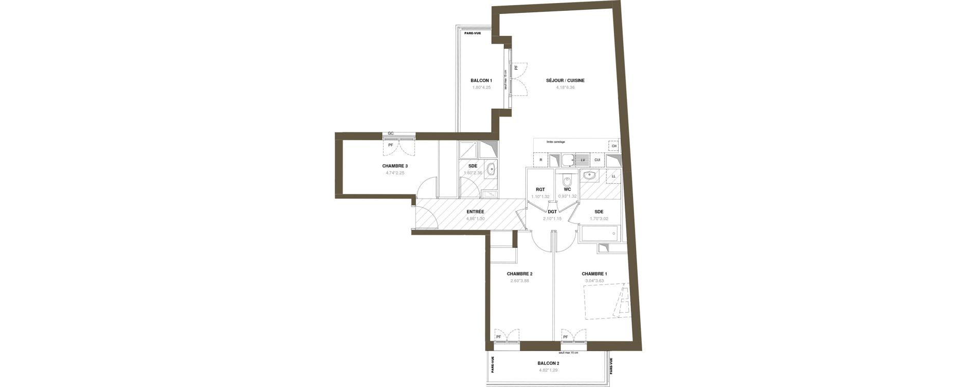 Appartement T4 de 84,81 m2 &agrave; Puteaux R&eacute;publique