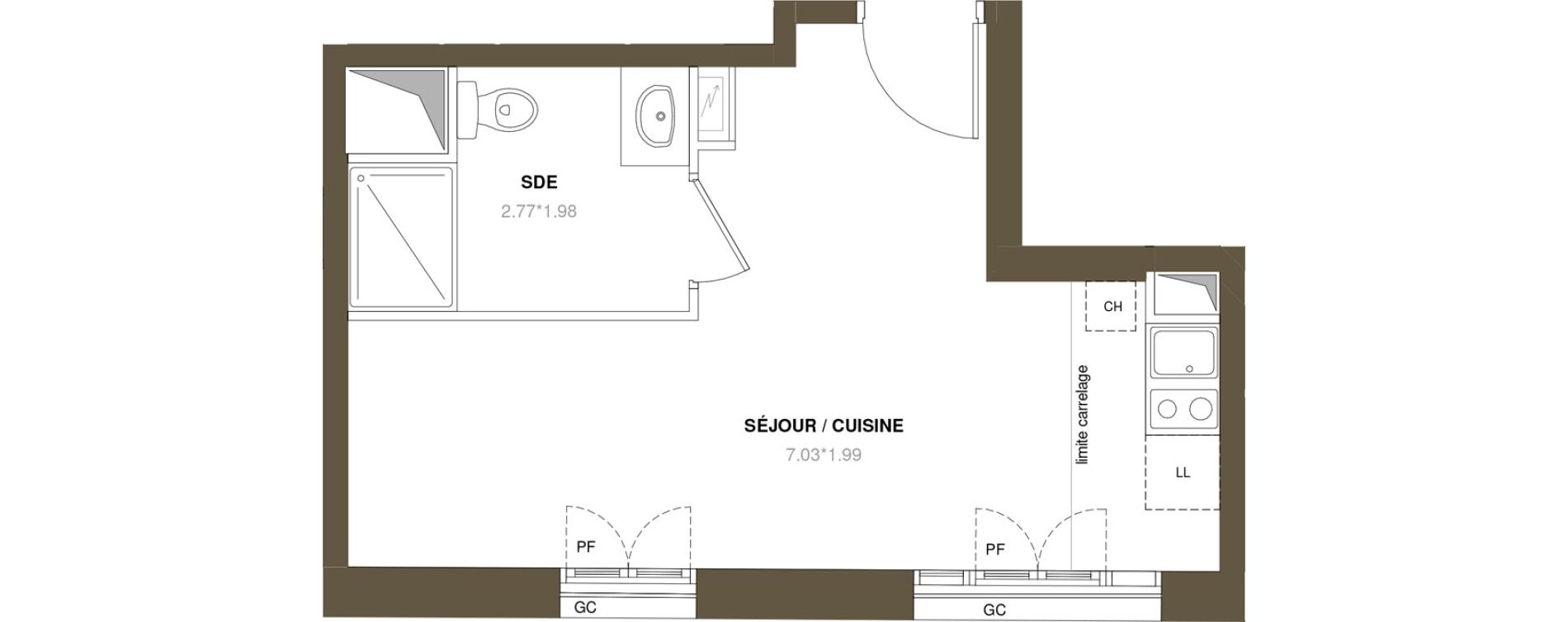 Appartement T1 de 24,35 m2 &agrave; Puteaux R&eacute;publique