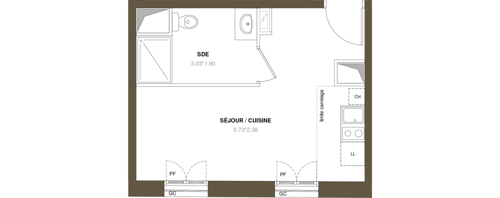 Appartement T1 de 23,24 m2 &agrave; Puteaux R&eacute;publique