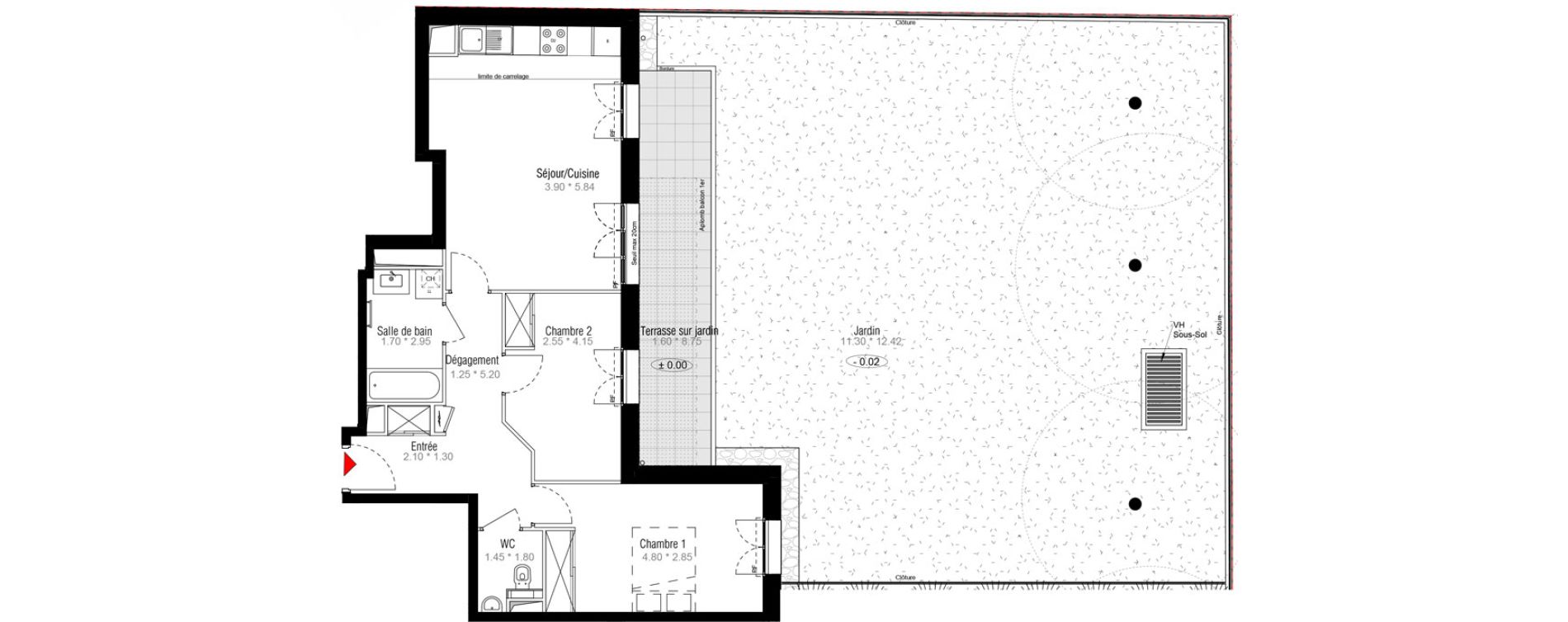 Appartement T3 de 65,44 m2 &agrave; Puteaux Jaur&egrave;s