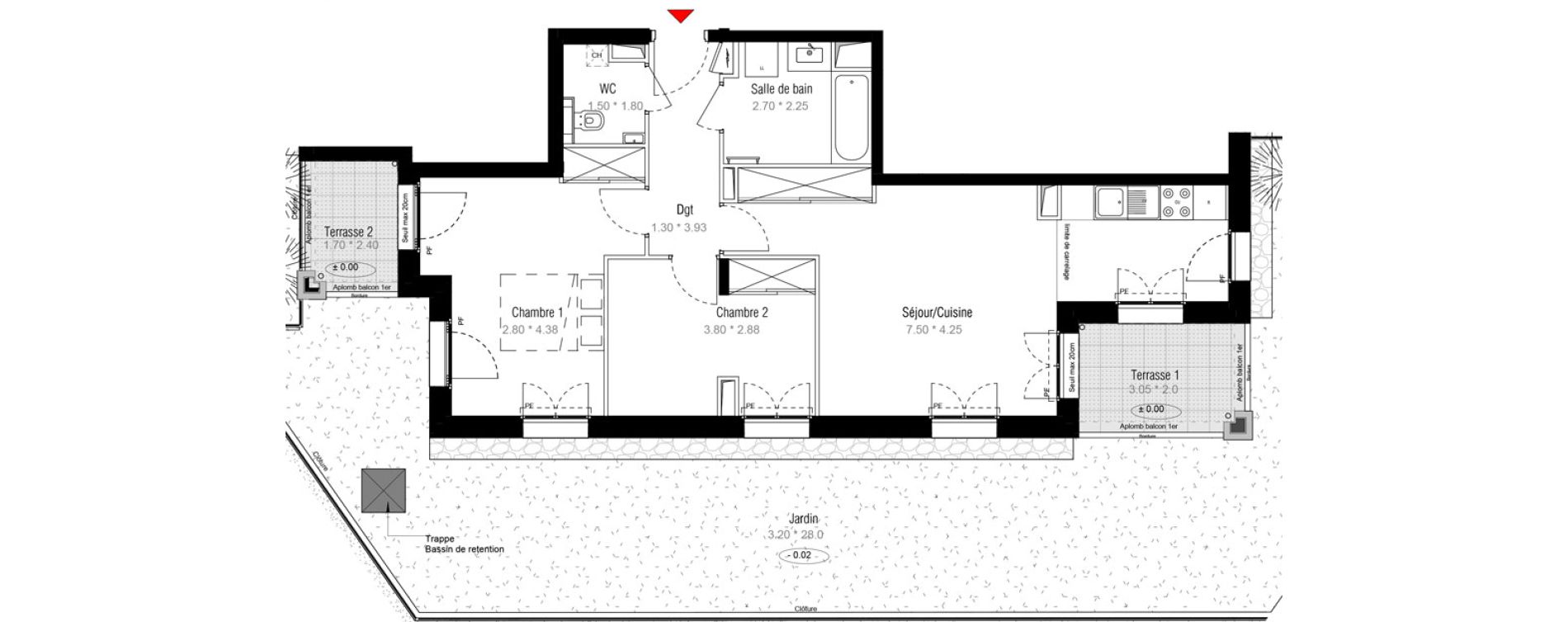 Appartement T3 de 66,91 m2 &agrave; Puteaux Jaur&egrave;s