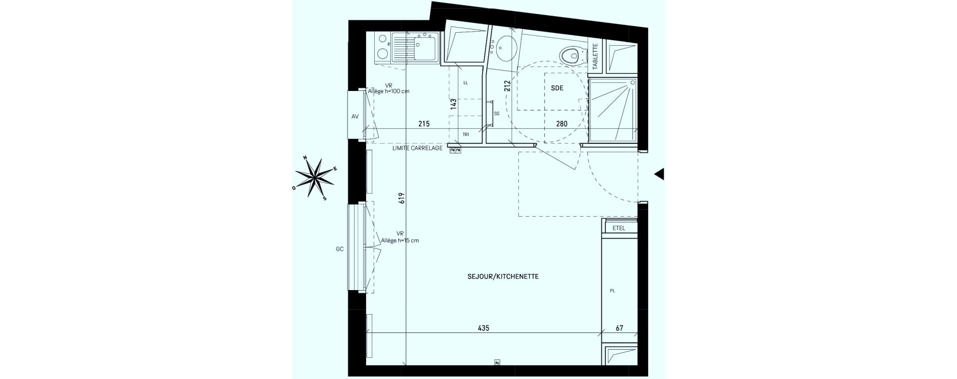 Appartement T1 de 28,83 m2 &agrave; Rueil-Malmaison Centre