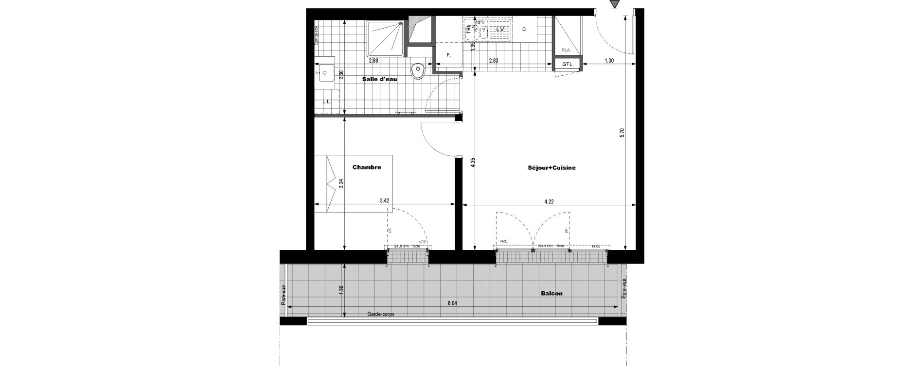 Appartement T2 de 42,44 m2 &agrave; Rueil-Malmaison L'arsenal