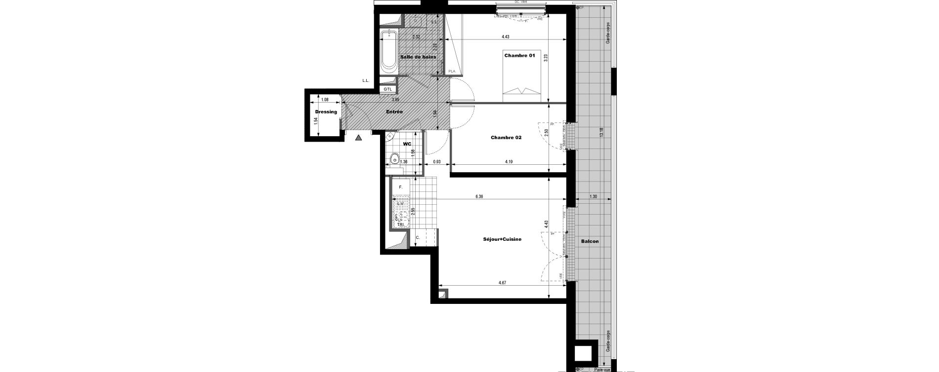 Appartement T3 de 65,35 m2 &agrave; Rueil-Malmaison L'arsenal