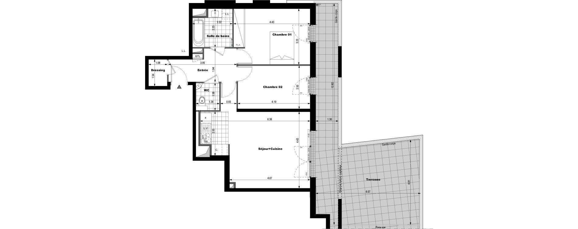 Appartement T3 de 65,35 m2 &agrave; Rueil-Malmaison L'arsenal