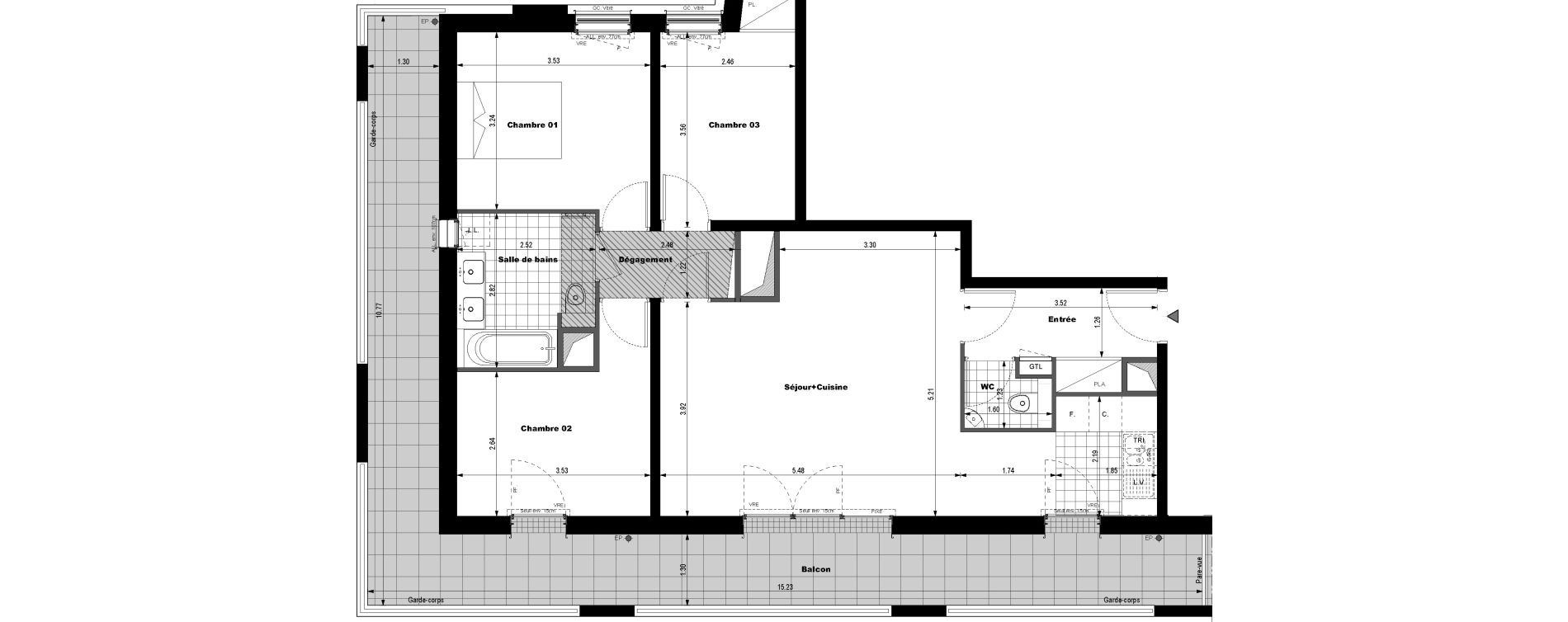 Appartement T4 de 80,35 m2 &agrave; Rueil-Malmaison L'arsenal