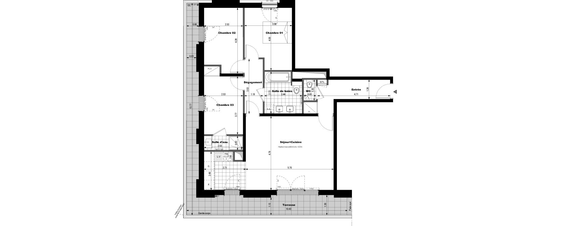 Appartement T4 de 86,46 m2 &agrave; Rueil-Malmaison L'arsenal
