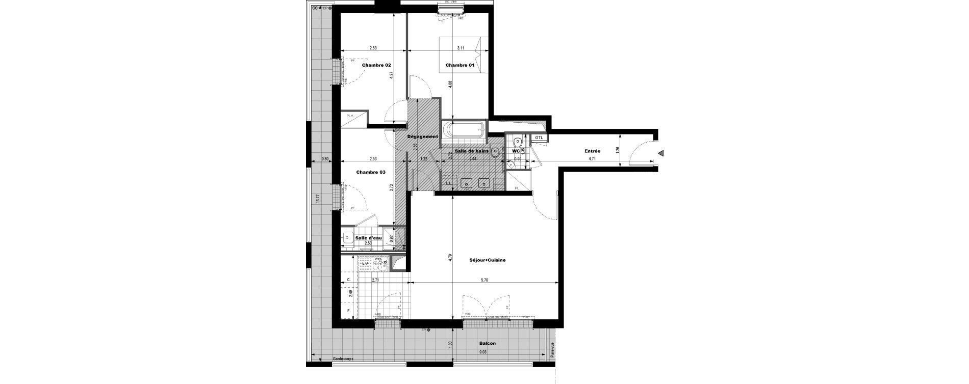 Appartement T4 de 86,95 m2 &agrave; Rueil-Malmaison L'arsenal