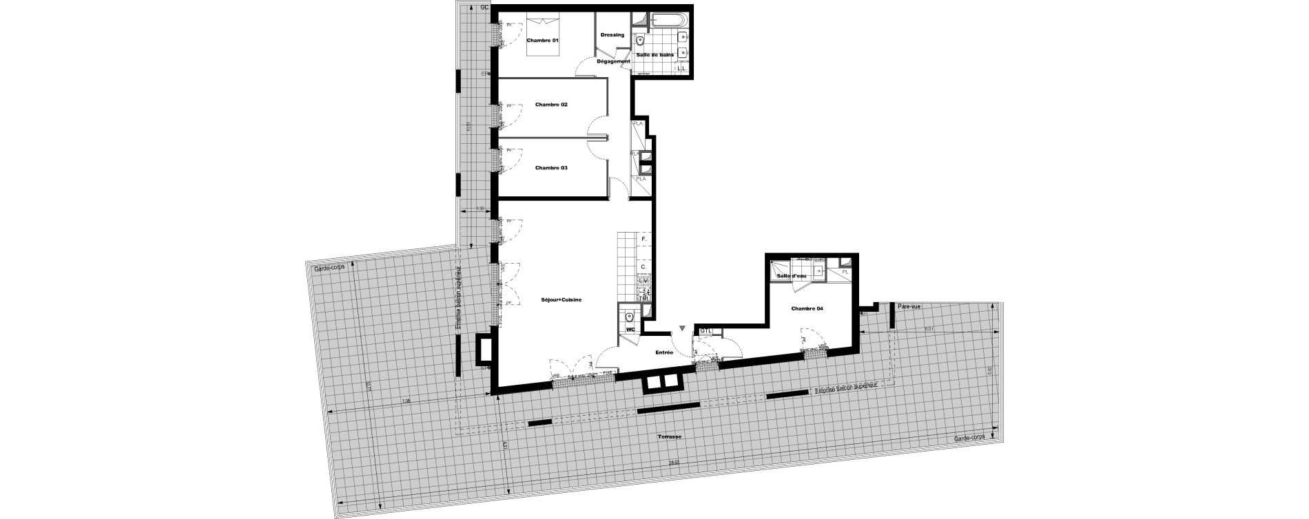 Appartement T5 de 122,33 m2 &agrave; Rueil-Malmaison L'arsenal