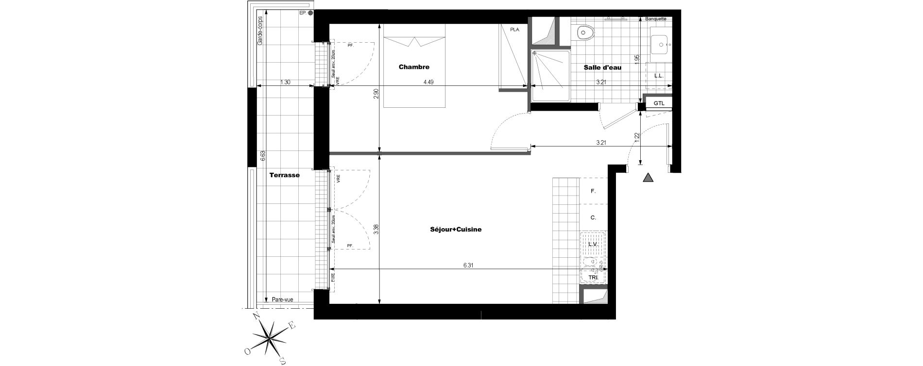Appartement T2 de 43,17 m2 &agrave; Rueil-Malmaison L'arsenal