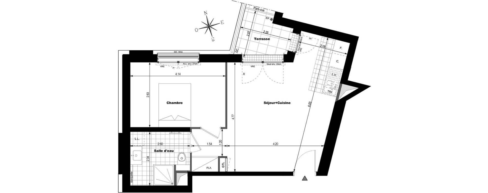 Appartement T2 de 44,01 m2 &agrave; Rueil-Malmaison L'arsenal