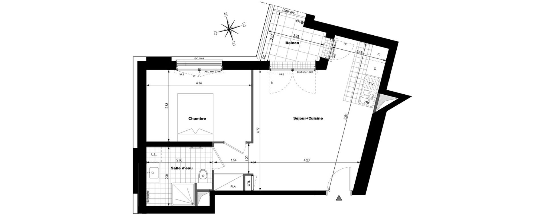 Appartement T2 de 44,03 m2 &agrave; Rueil-Malmaison L'arsenal