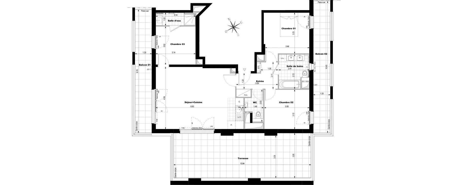Appartement T4 de 82,94 m2 &agrave; Rueil-Malmaison L'arsenal