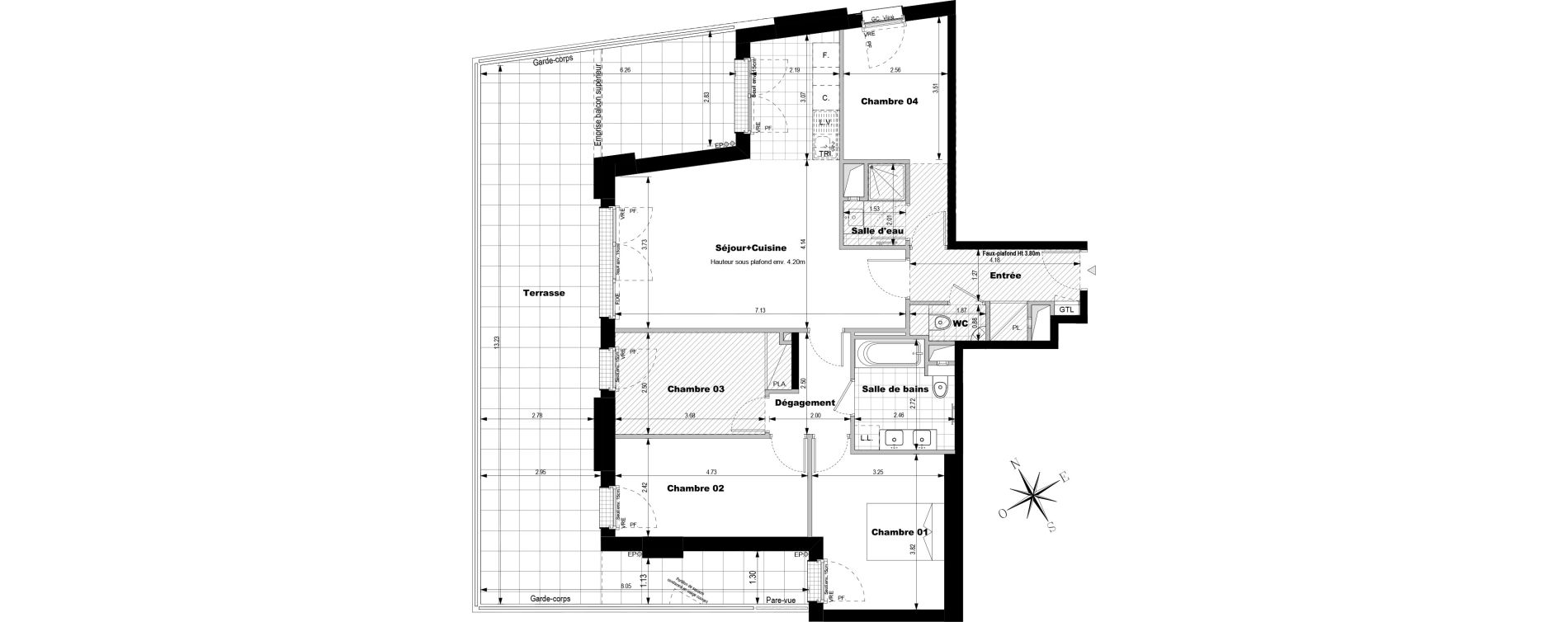 Appartement T5 de 96,98 m2 &agrave; Rueil-Malmaison L'arsenal