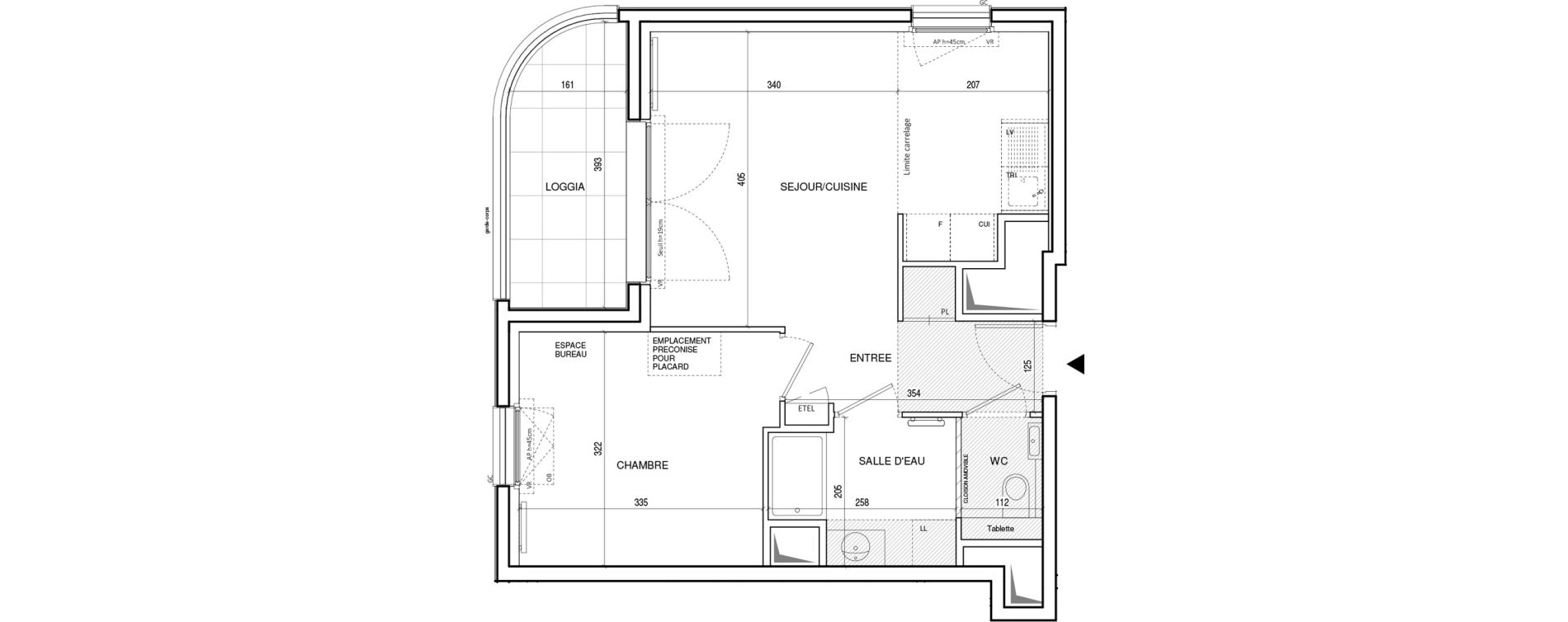Appartement T2 de 42,09 m2 &agrave; Rueil-Malmaison Plateau 2