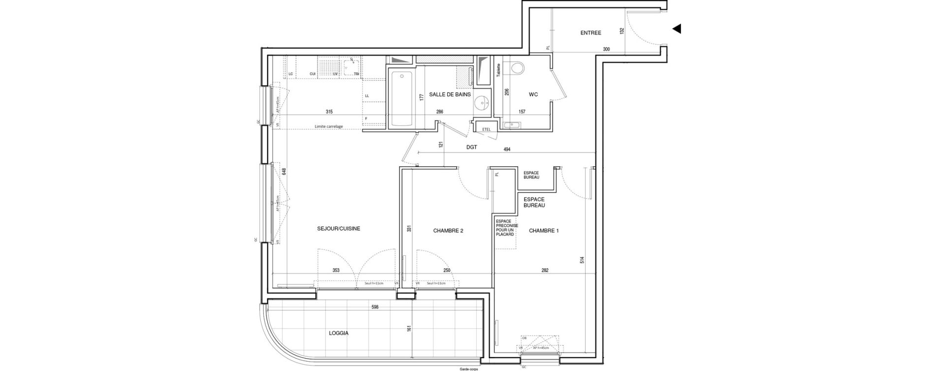 Appartement T3 de 64,41 m2 &agrave; Rueil-Malmaison Plateau 2