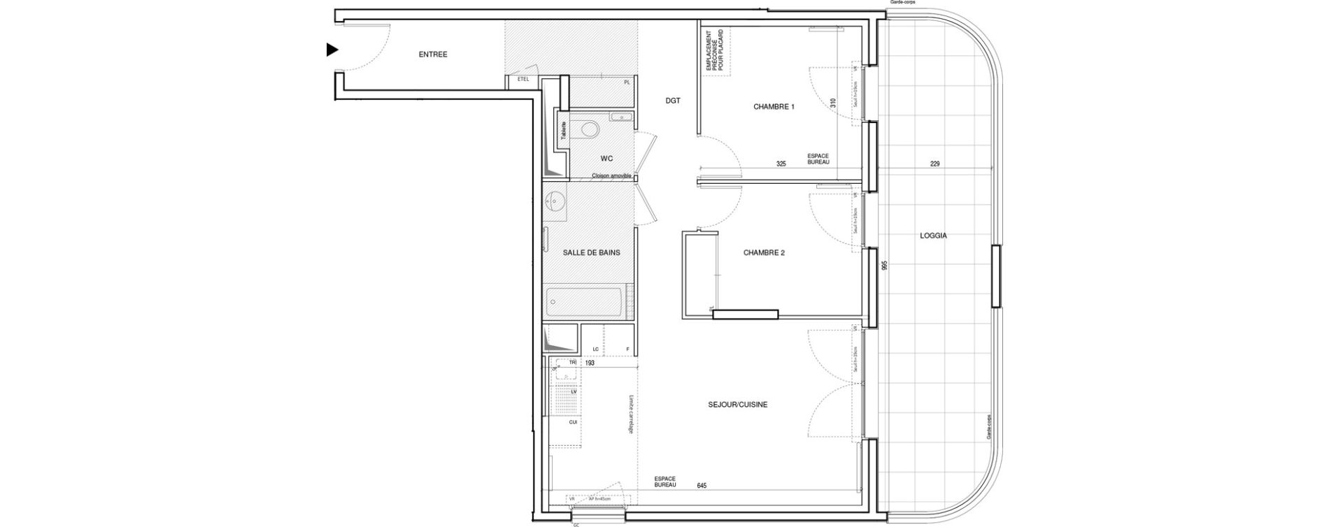 Appartement T3 de 64,59 m2 &agrave; Rueil-Malmaison Plateau 2