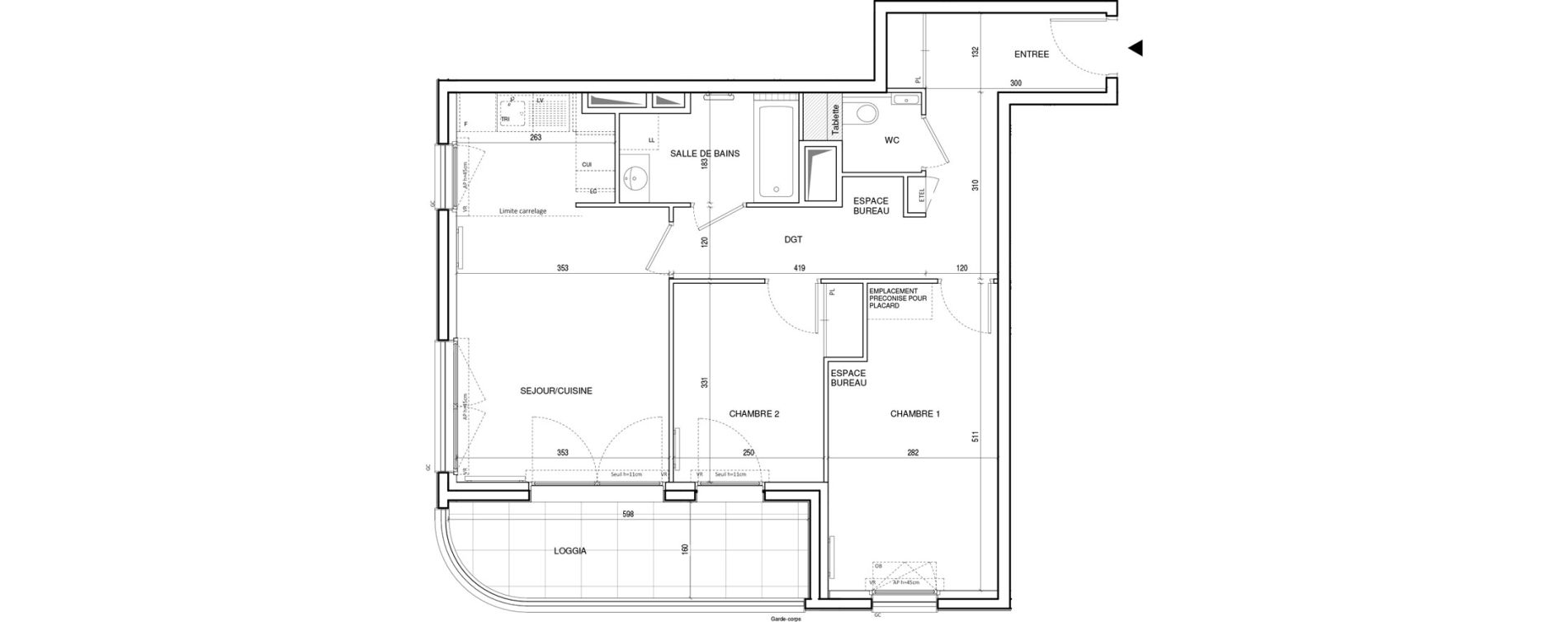 Appartement T3 de 64,83 m2 &agrave; Rueil-Malmaison Plateau 2