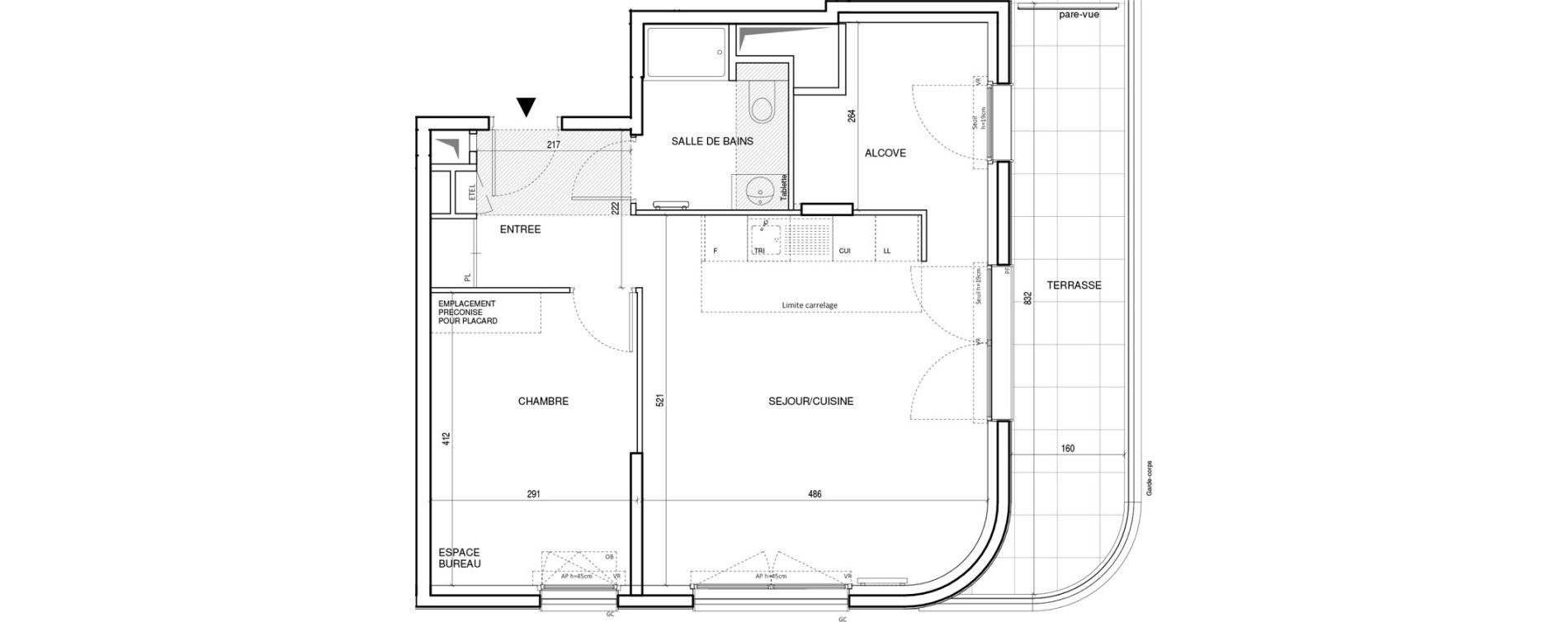 Appartement T2 de 53,88 m2 &agrave; Rueil-Malmaison Plateau 2