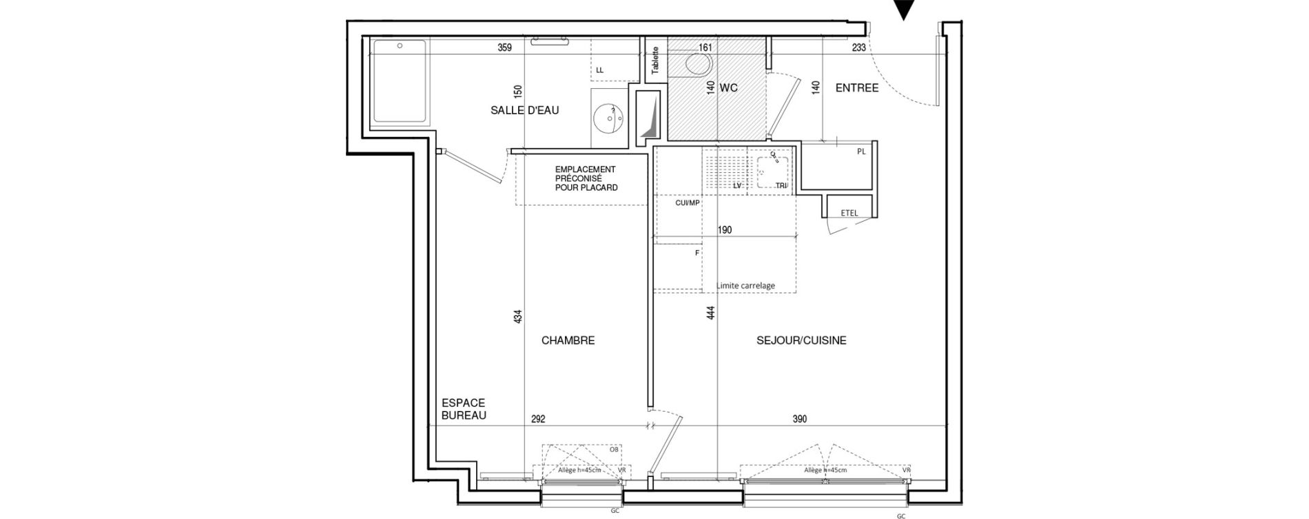 Appartement T2 de 39,74 m2 &agrave; Rueil-Malmaison Plateau 2
