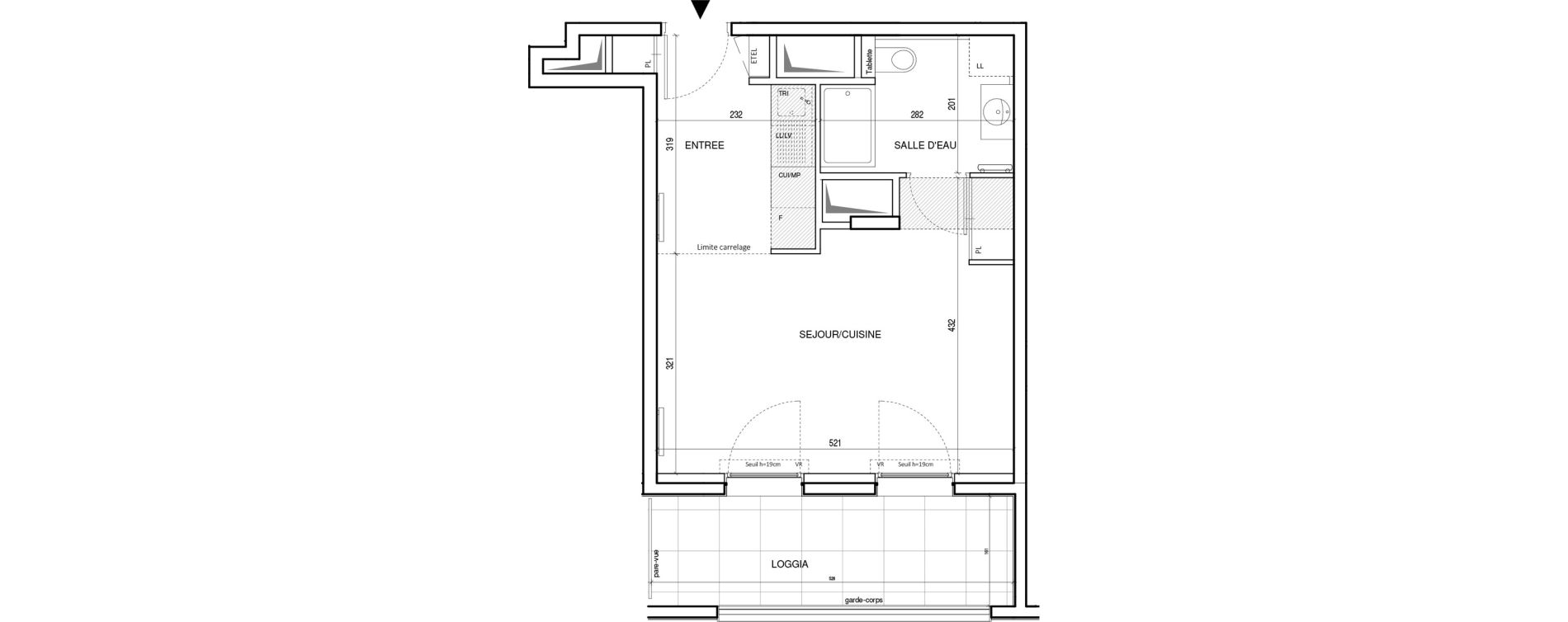 Appartement T1 de 30,98 m2 &agrave; Rueil-Malmaison Plateau 2