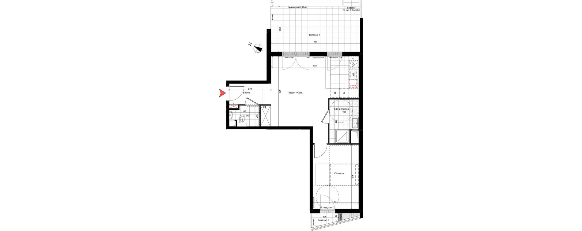 Appartement T2 de 48,13 m2 &agrave; Rueil-Malmaison Richelieu - ch&acirc;taigneraie