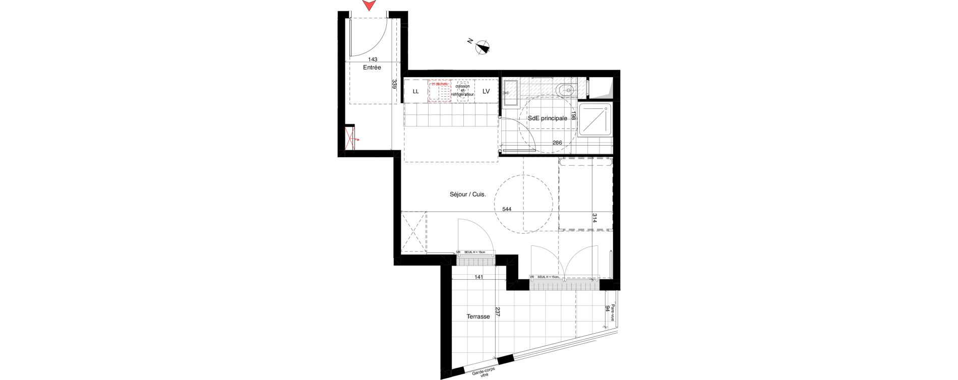 Appartement T1 de 30,02 m2 &agrave; Rueil-Malmaison Richelieu - ch&acirc;taigneraie