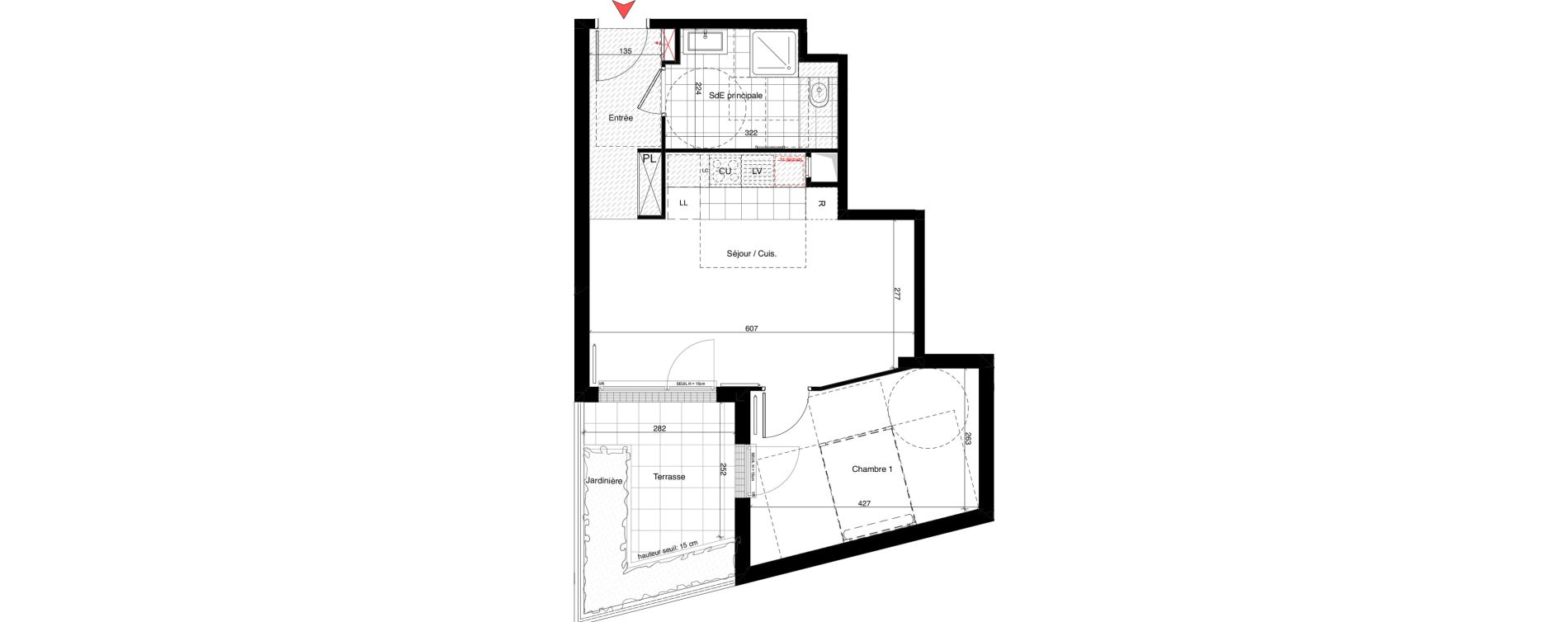 Appartement T2 de 46,05 m2 &agrave; Rueil-Malmaison Richelieu - ch&acirc;taigneraie