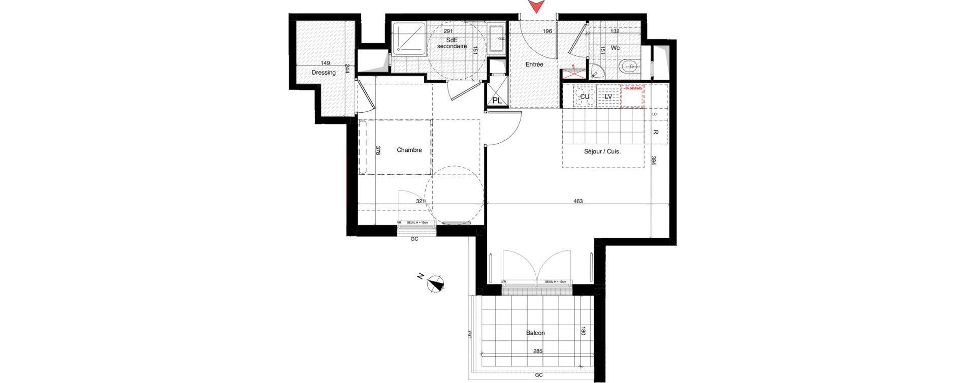Appartement T2 de 45,24 m2 &agrave; Rueil-Malmaison Richelieu - ch&acirc;taigneraie
