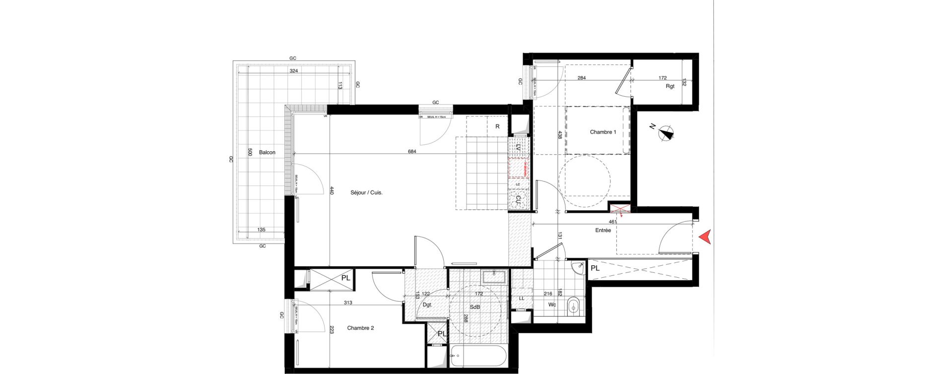 Appartement T3 de 72,15 m2 &agrave; Rueil-Malmaison Richelieu - ch&acirc;taigneraie