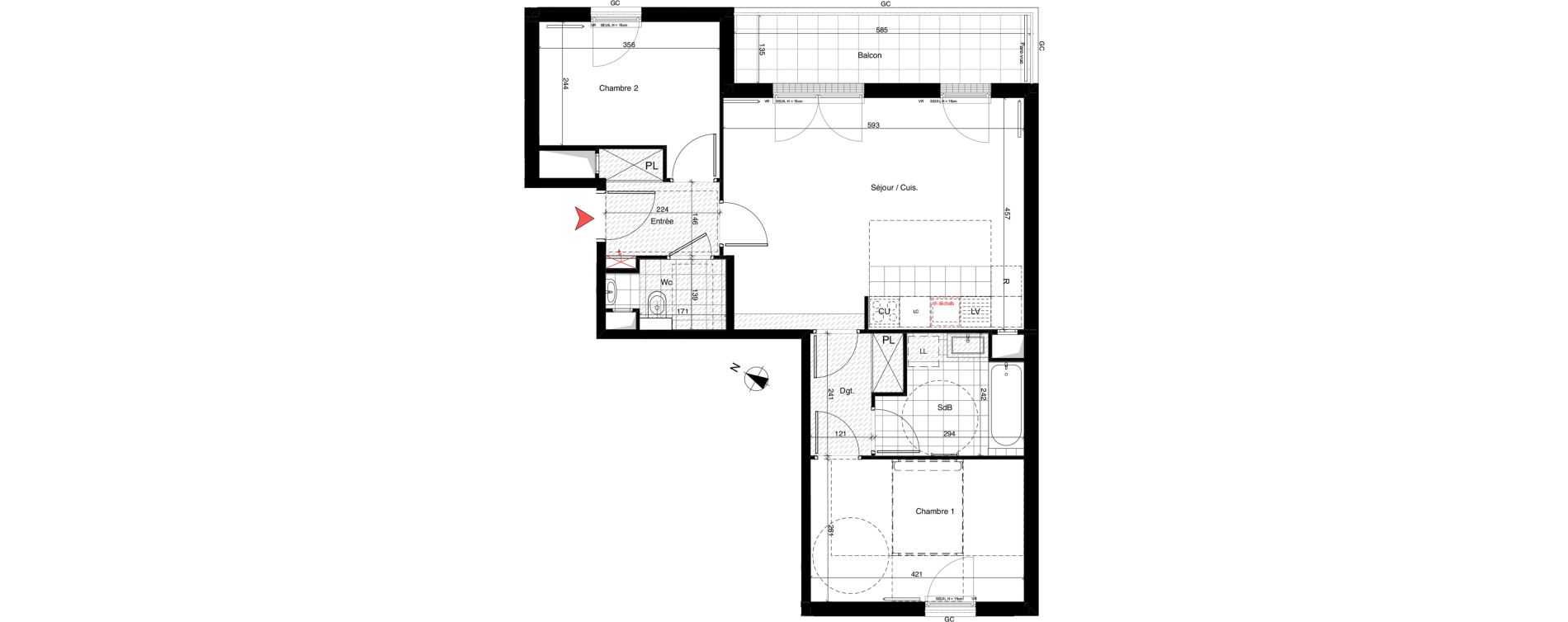 Appartement T3 de 64,39 m2 &agrave; Rueil-Malmaison Richelieu - ch&acirc;taigneraie