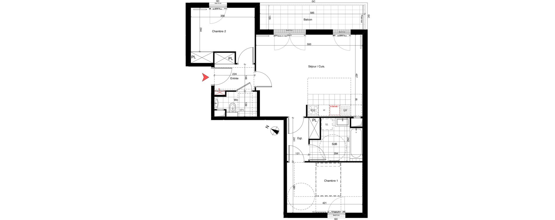 Appartement T3 de 65,09 m2 &agrave; Rueil-Malmaison Richelieu - ch&acirc;taigneraie