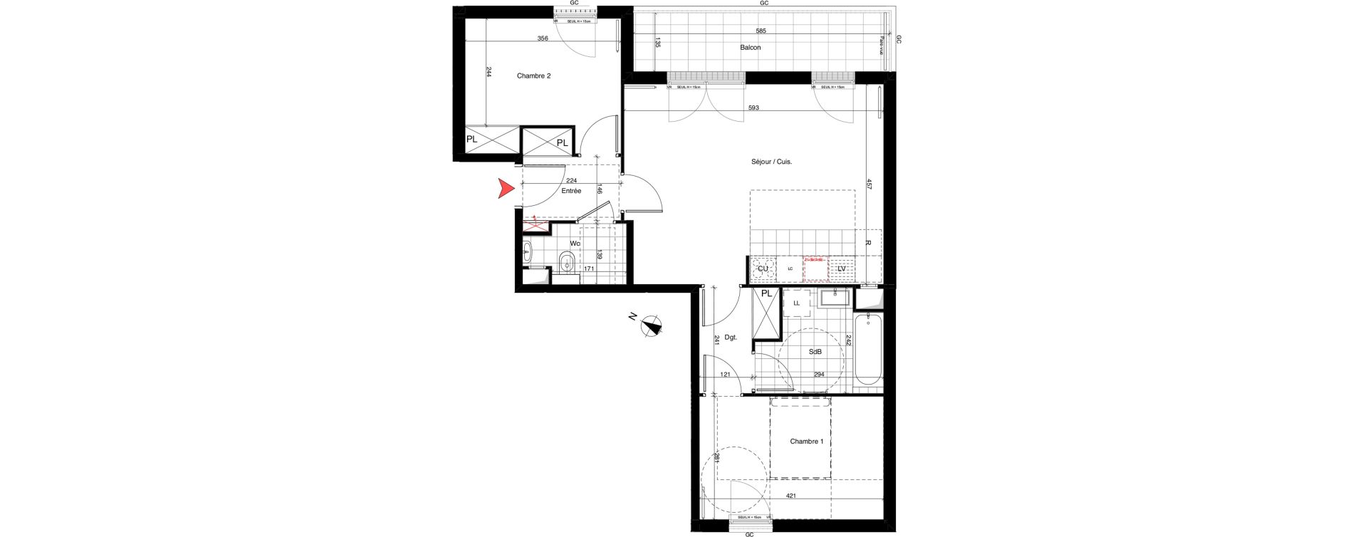 Appartement T3 de 65,09 m2 &agrave; Rueil-Malmaison Richelieu - ch&acirc;taigneraie