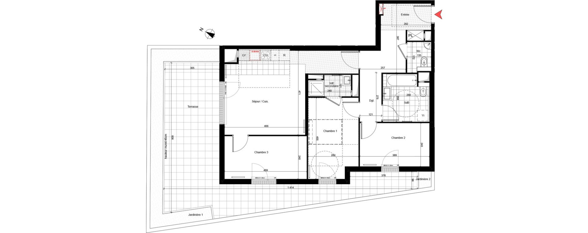 Appartement T4 de 81,61 m2 &agrave; Rueil-Malmaison Richelieu - ch&acirc;taigneraie