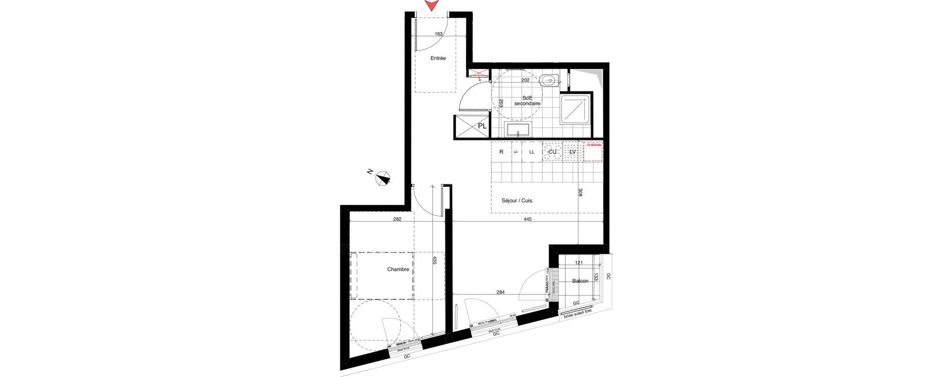 Appartement T2 de 45,98 m2 &agrave; Rueil-Malmaison Richelieu - ch&acirc;taigneraie