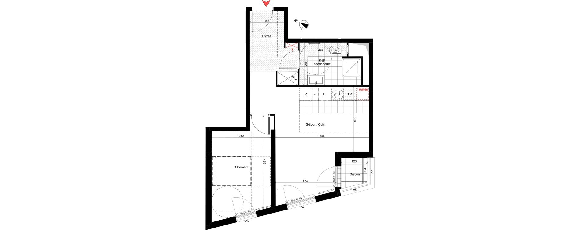 Appartement T2 de 45,98 m2 &agrave; Rueil-Malmaison Richelieu - ch&acirc;taigneraie