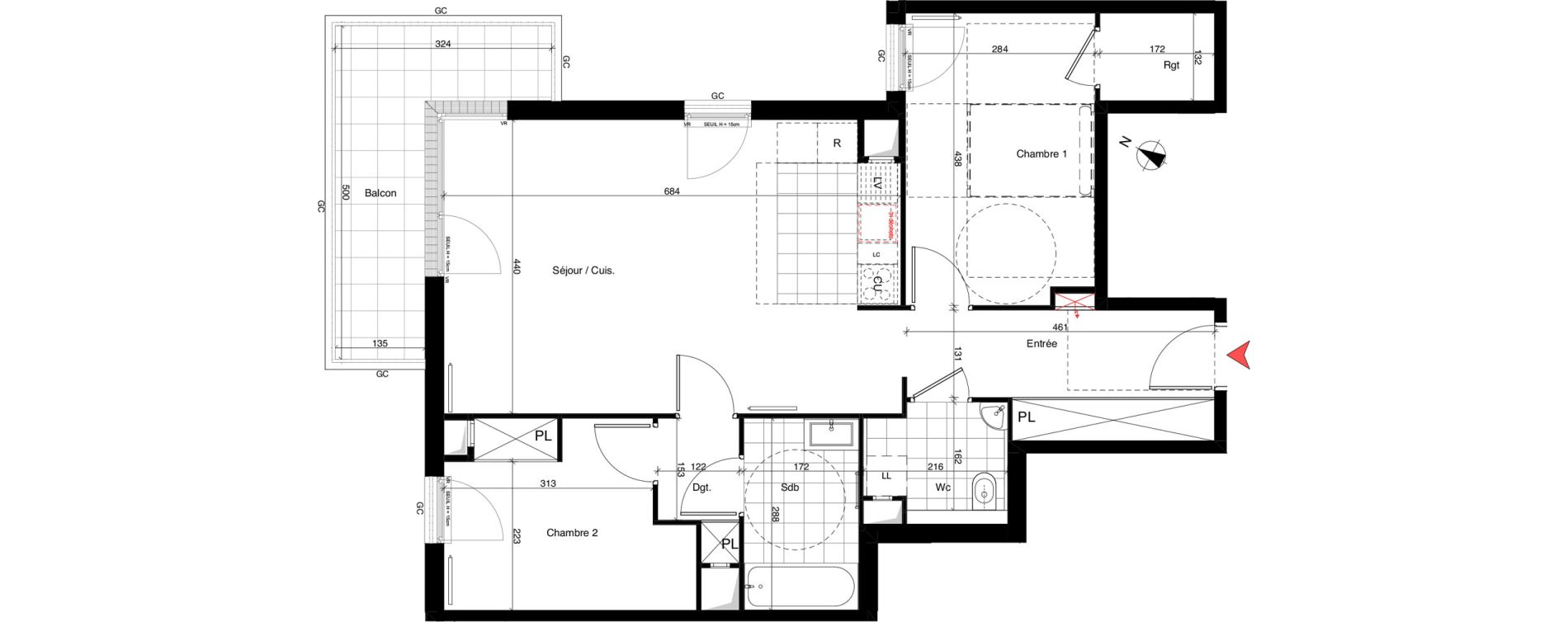 Appartement T3 de 72,15 m2 &agrave; Rueil-Malmaison Richelieu - ch&acirc;taigneraie