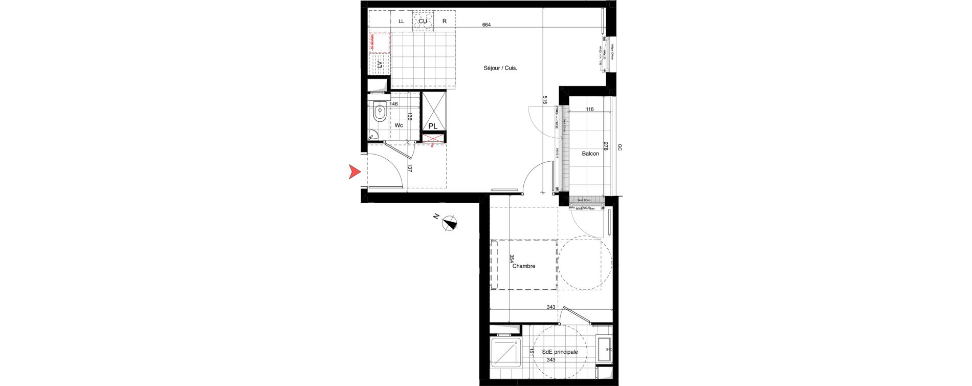 Appartement T2 de 45,70 m2 &agrave; Rueil-Malmaison Richelieu - ch&acirc;taigneraie