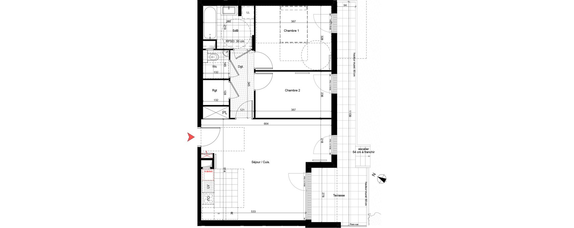 Appartement T3 de 65,22 m2 &agrave; Rueil-Malmaison Richelieu - ch&acirc;taigneraie