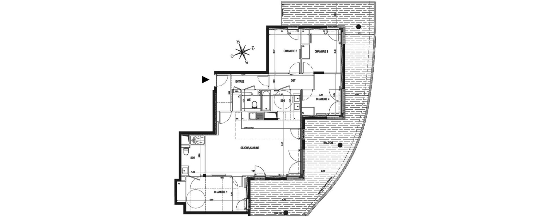 Appartement T5 de 107,05 m2 &agrave; Rueil-Malmaison L'arsenal