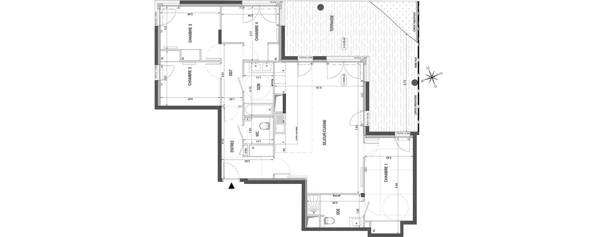 Appartement T5 de 107,05 m2 &agrave; Rueil-Malmaison L'arsenal