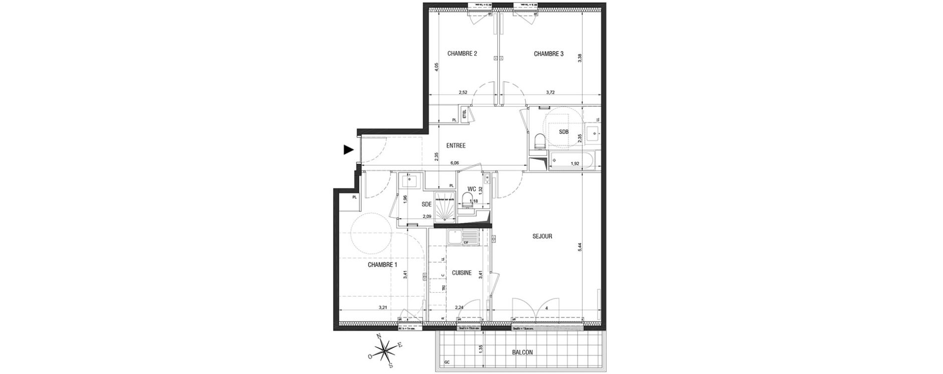 Appartement T4 de 87,96 m2 &agrave; Rueil-Malmaison L'arsenal