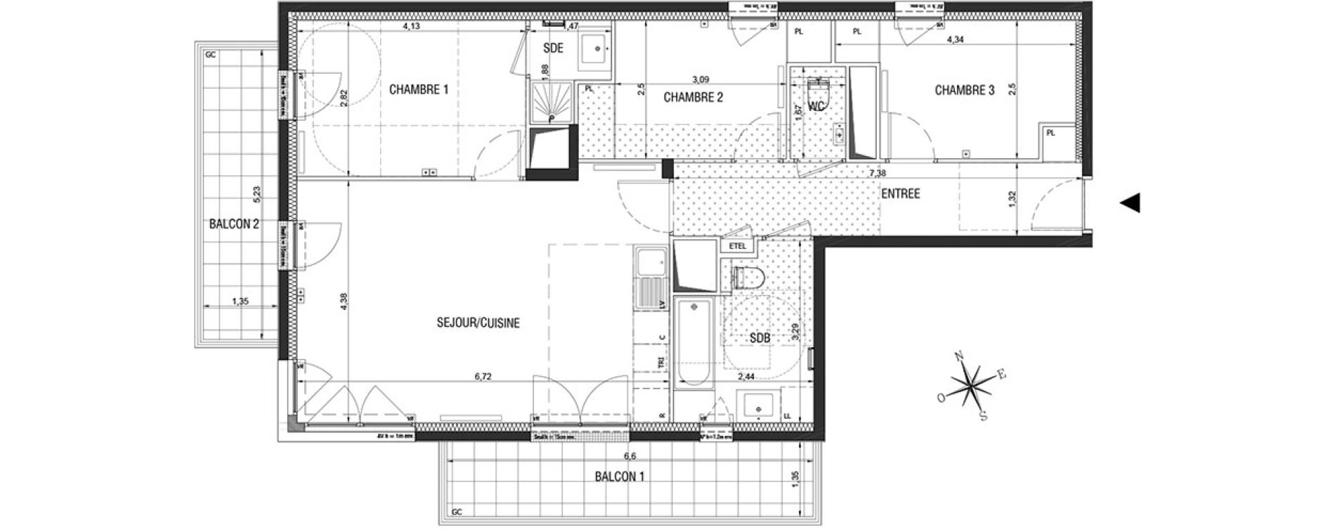 Appartement T4 de 81,20 m2 &agrave; Rueil-Malmaison L'arsenal