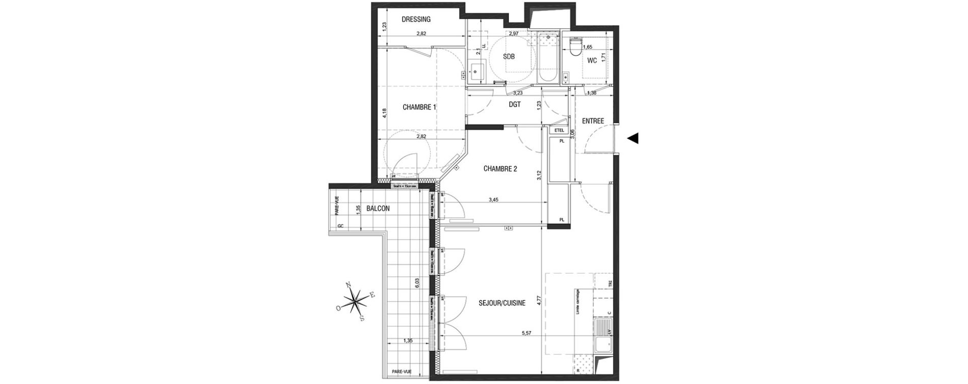 Appartement T3 de 70,76 m2 &agrave; Rueil-Malmaison L'arsenal