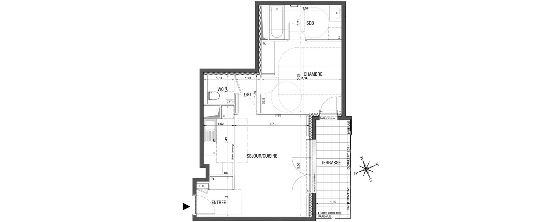 Appartement T2 de 51,12 m2 &agrave; Rueil-Malmaison L'arsenal