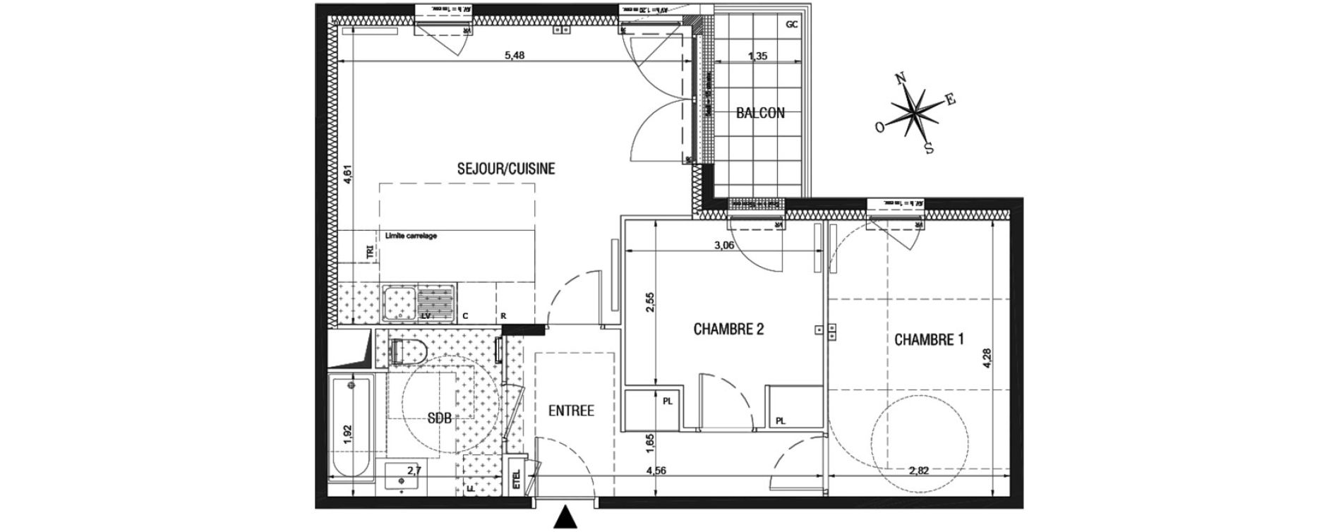 Appartement T3 de 59,12 m2 &agrave; Rueil-Malmaison L'arsenal