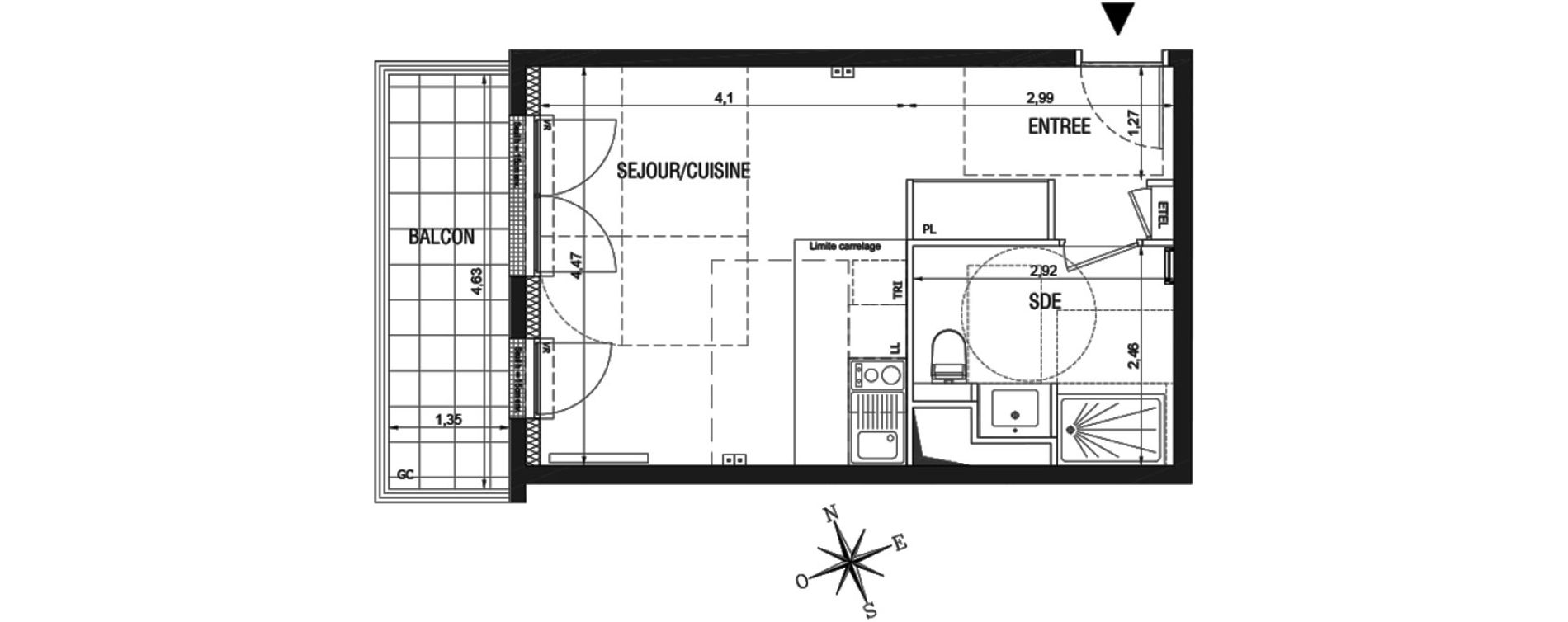 Appartement T1 de 30,12 m2 &agrave; Rueil-Malmaison L'arsenal